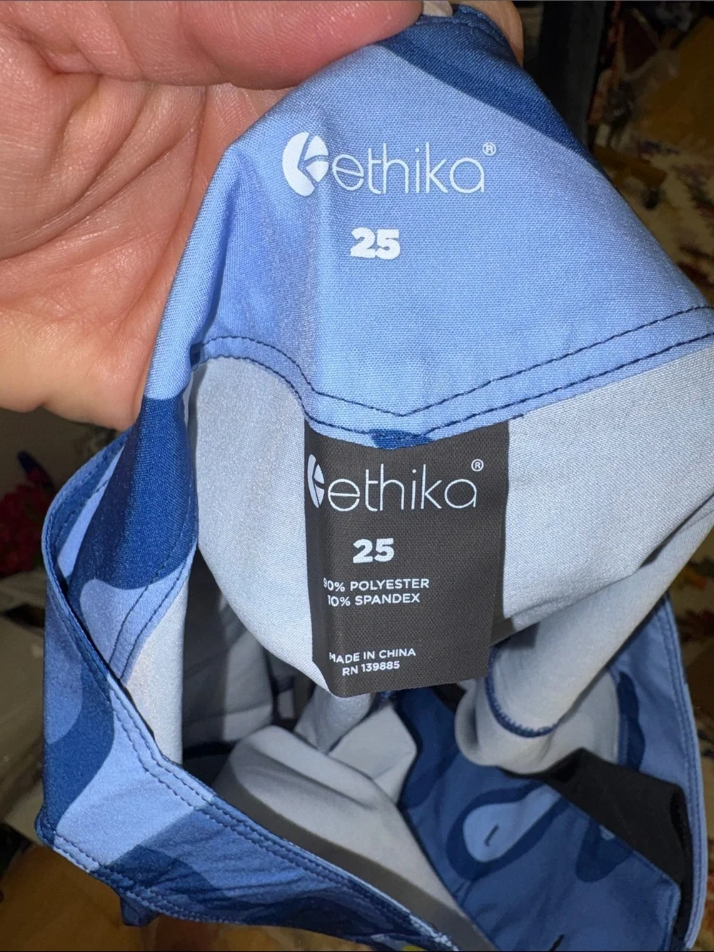 ethika Blue Camouflage Swim Shorts with Neon Yellow Accents